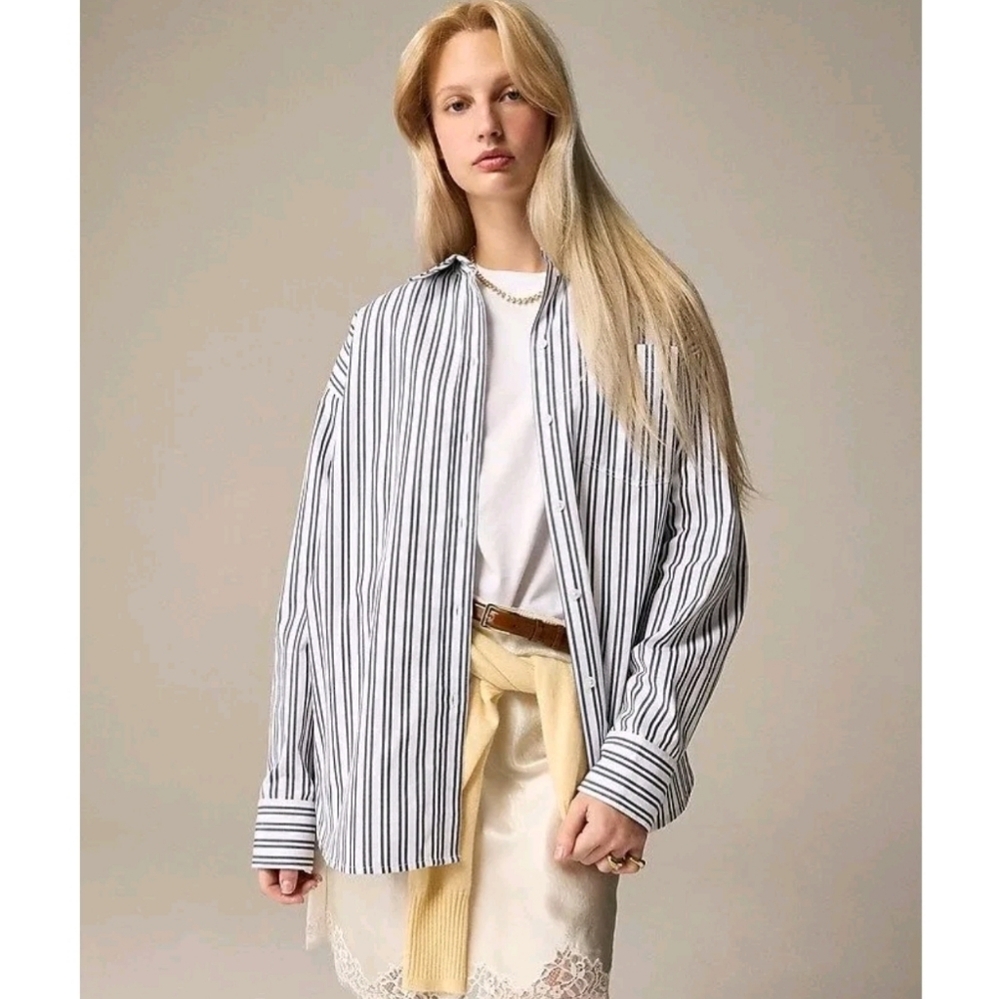 J.Crew Étienne oversized shirt in striped cotton poplin Small NWT